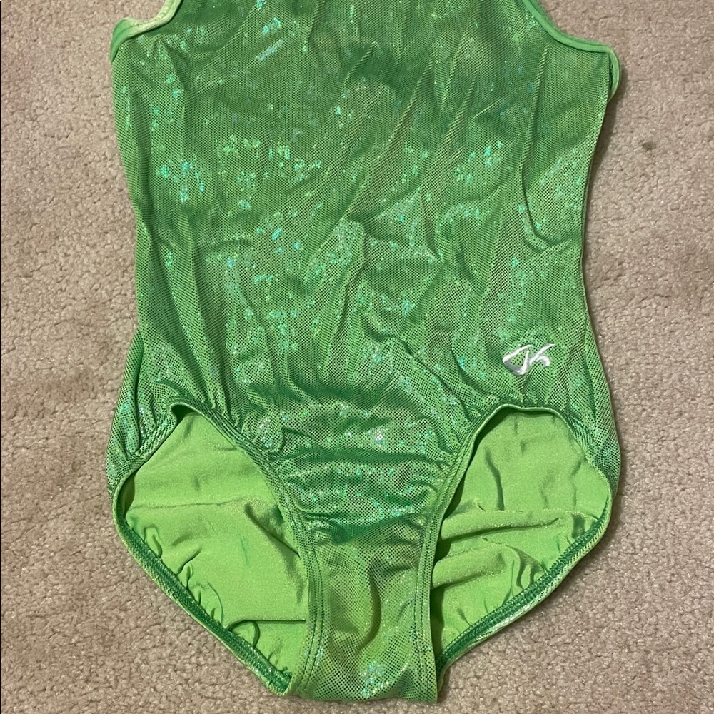 GK NEON GREEN SHIMMERING LEOTARD!Size: adult Medium! - Picture 5 of 14
